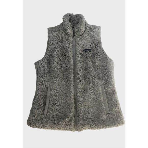 Patagonia Vest Womens Medium Gray Los Gatos Teddy Sherpa Fleece Zip Up Pockets - Picture 1 of 12